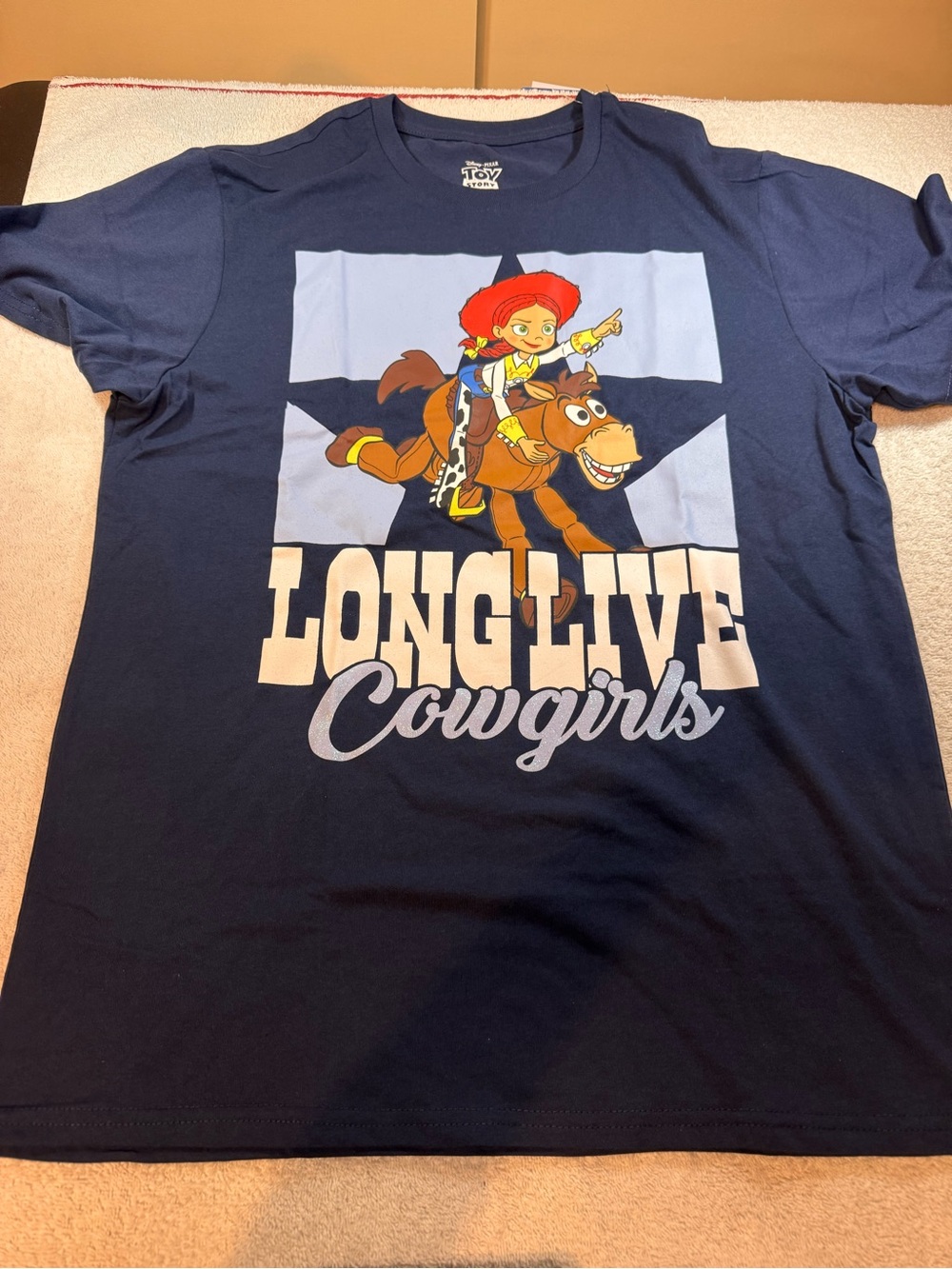 Toy Story Jessie 'Long Live Cowgirls' Navy Women’s  T-Shirt Size Medium New